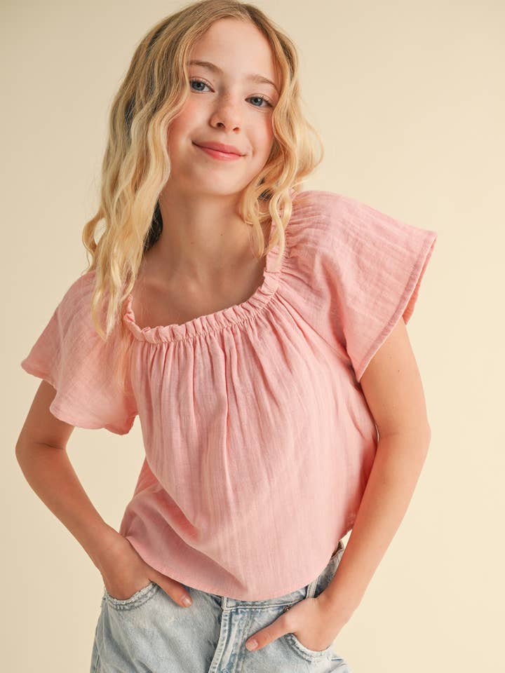 heart and arrow - Wholesale T-Shirt - Kids - TWEEN KIDS GIRLS PEASANT SHORT SLEEVE LOOSE FIT TOP (7-14)