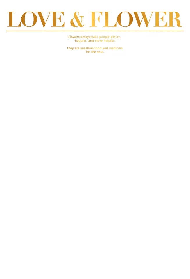 Elegant Design Supply - Wholesale Flat Wrap - Love and Flower Gold Foil Waterproof Flower Wrapping Paper (10 sheets/bag)0