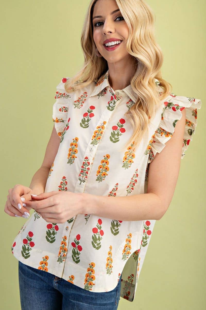 Vanilla Monkey - Wholesale Blouse - Women's - Floral Button Up Top5