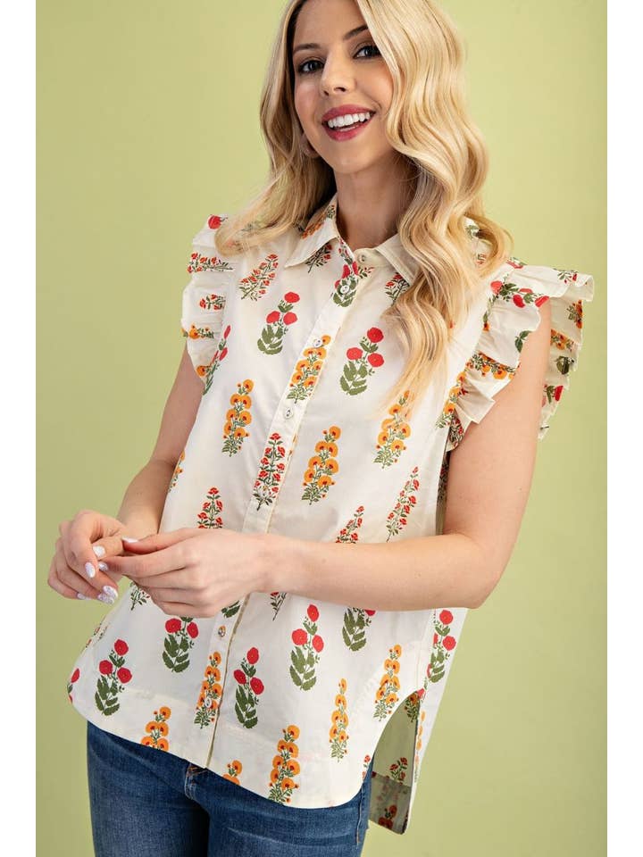 Vanilla Monkey – Engroshandel Bluse - Dame – Blomstret skjorte med knapper5