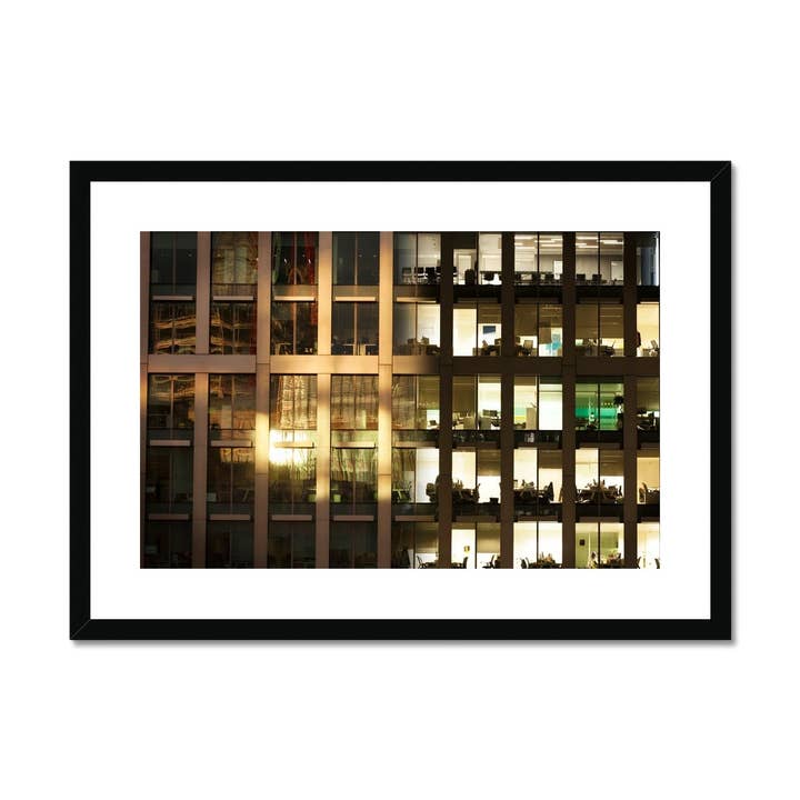 Day to night of an office Framed & Mounted Print for wholesale by Sorbey