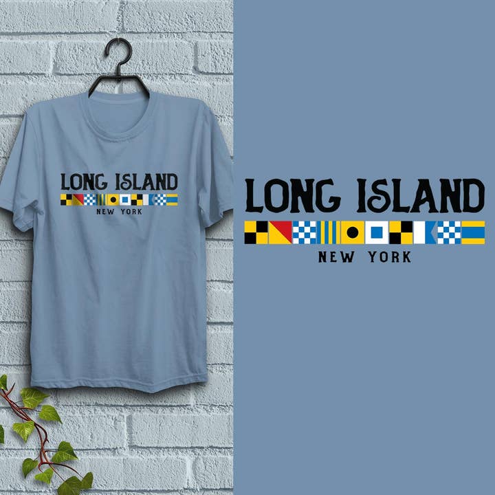 Nautiska flaggor Long Island NY T-shirt Vuxen Unisex S-2X för wholesale av RetroPlanet