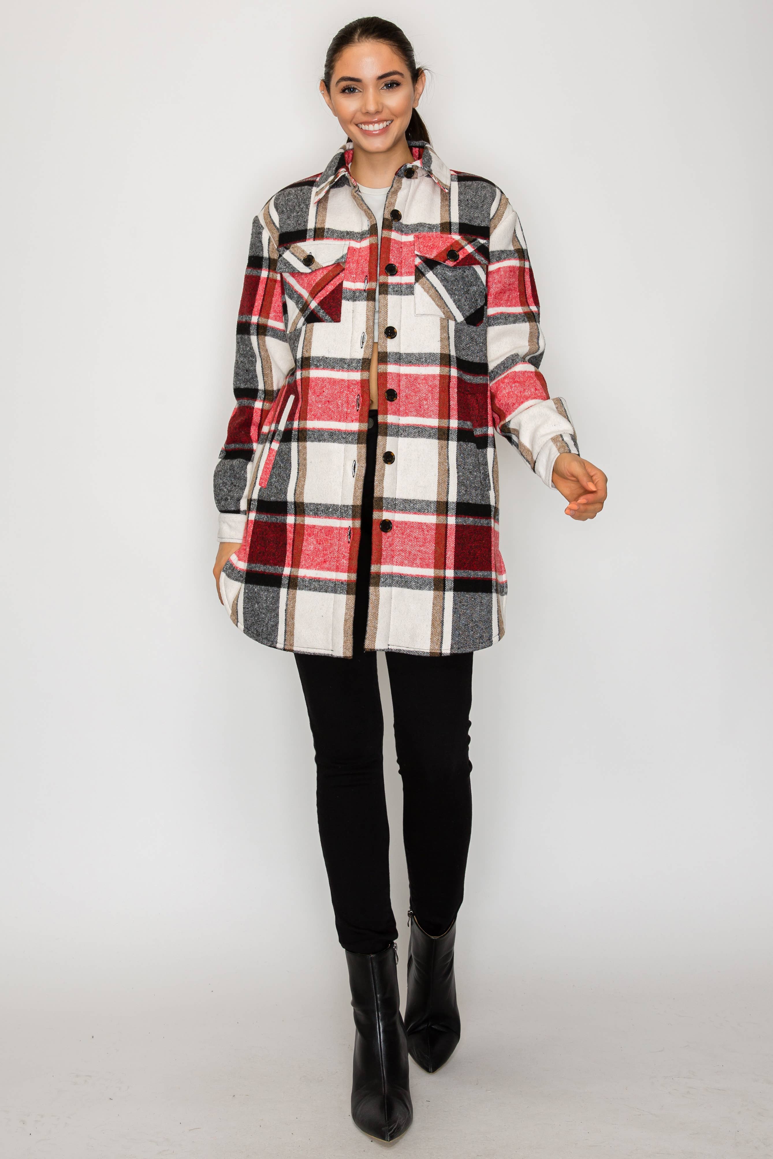 PATRONCITO USA INTERNATIONAL, INC - Wholesale Shirt Jacket/Shacket - Women's - Women Plaid Long Button Shirts Jackets (Shakets) LJ450-202549