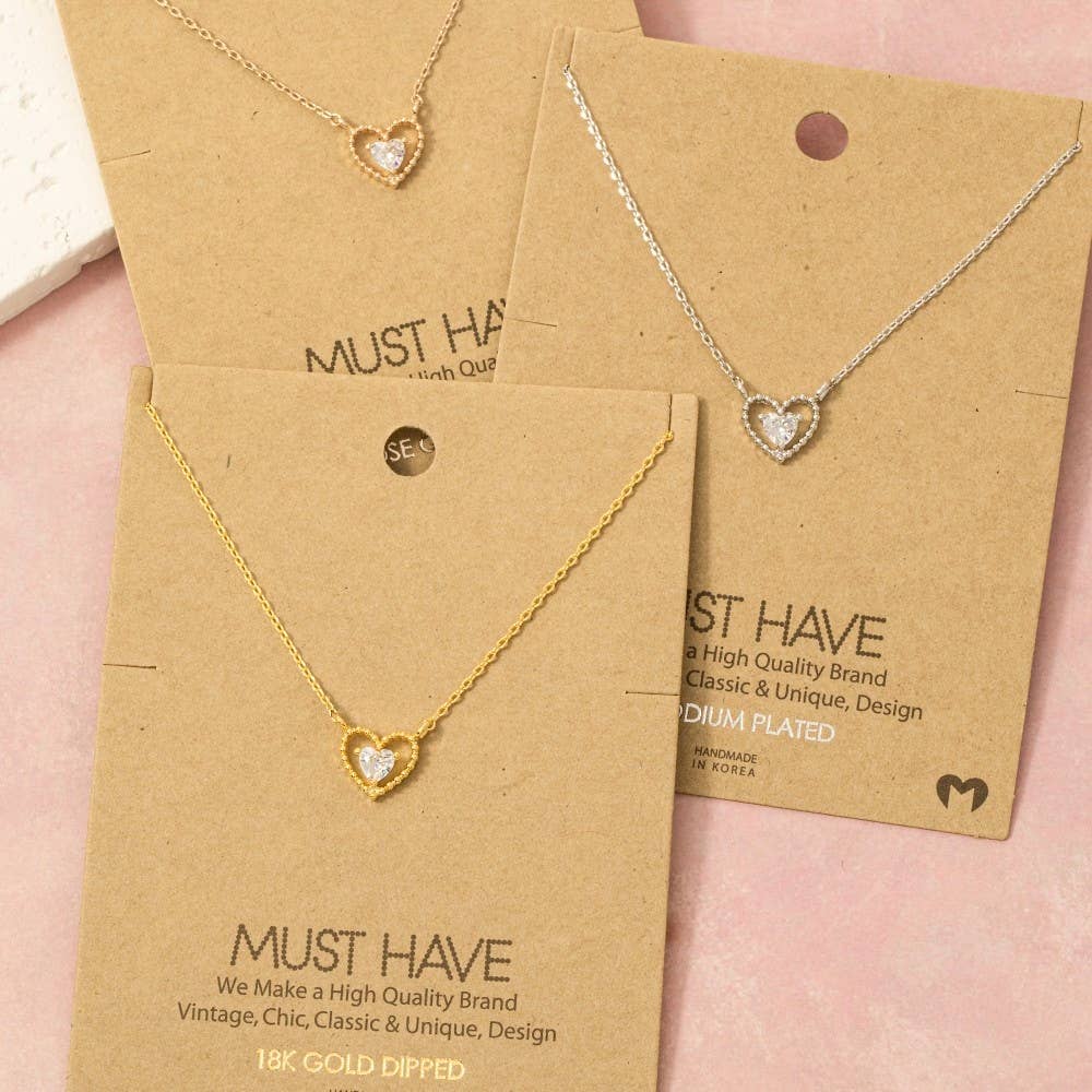 Fame Accessories – Engroshandel Halskæde med vedhæng – Gulddyppet Halo Cz hjerte vedhæng halskæde0