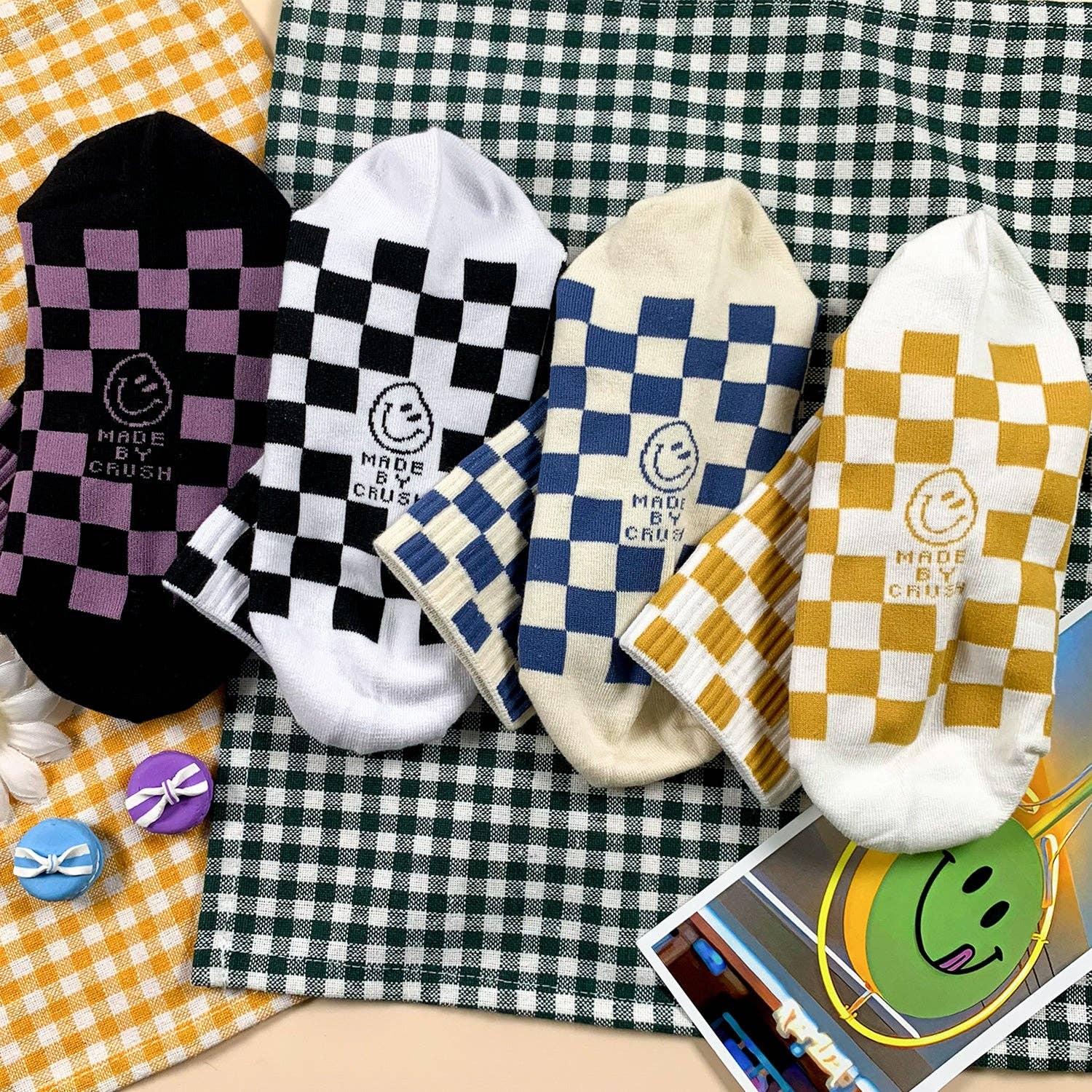 7DAYSSOCKS - Vente Chaussettes – femme - Chaussettes mini damier Crew Crush pour femmes9