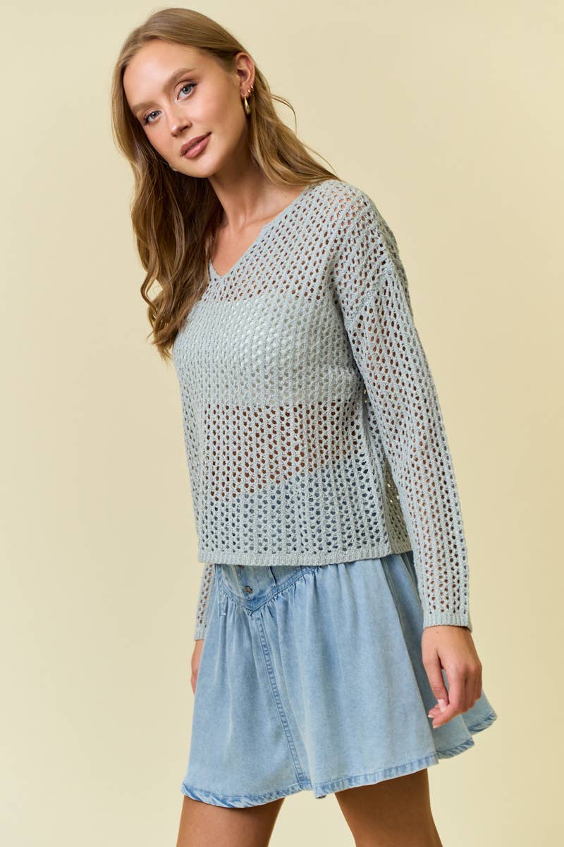 Doe and Rae – Großhandel Strickpullover – Damen – Langärmliges Strickoberteil mit V-Ausschnitt - 45264T17