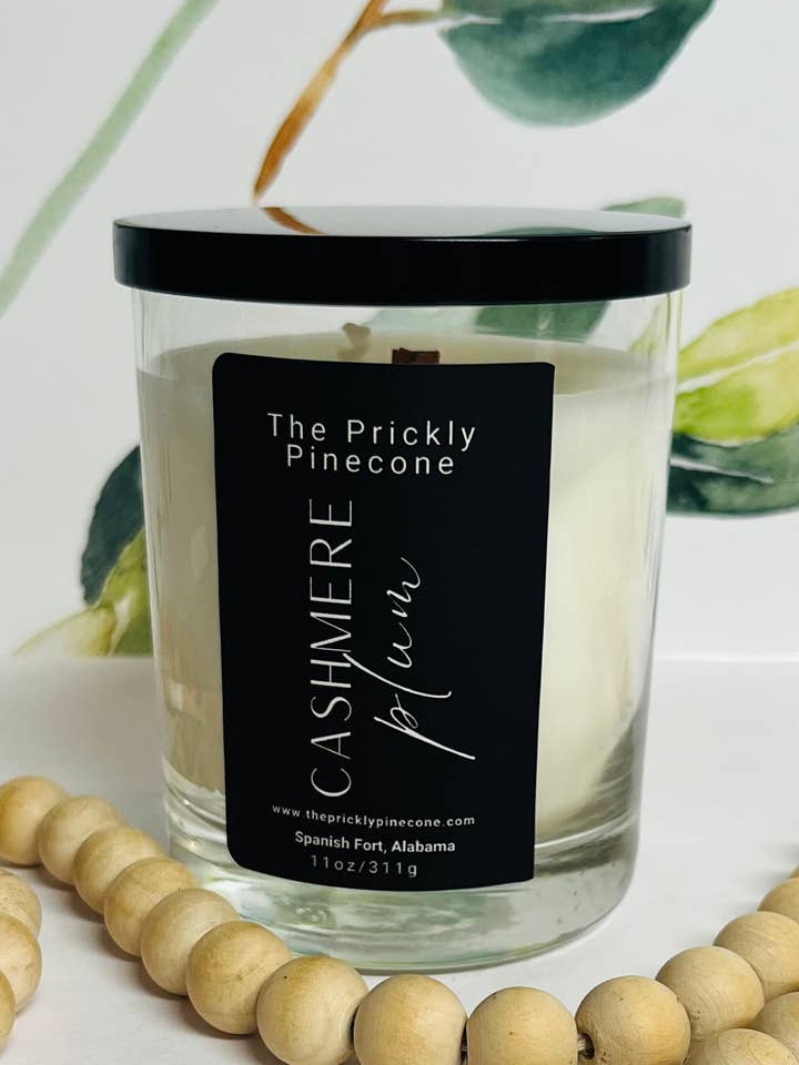 Cashmere + Plum Coco Apricot Wood Wick Candle for wholesale by The Prickly Pinecone