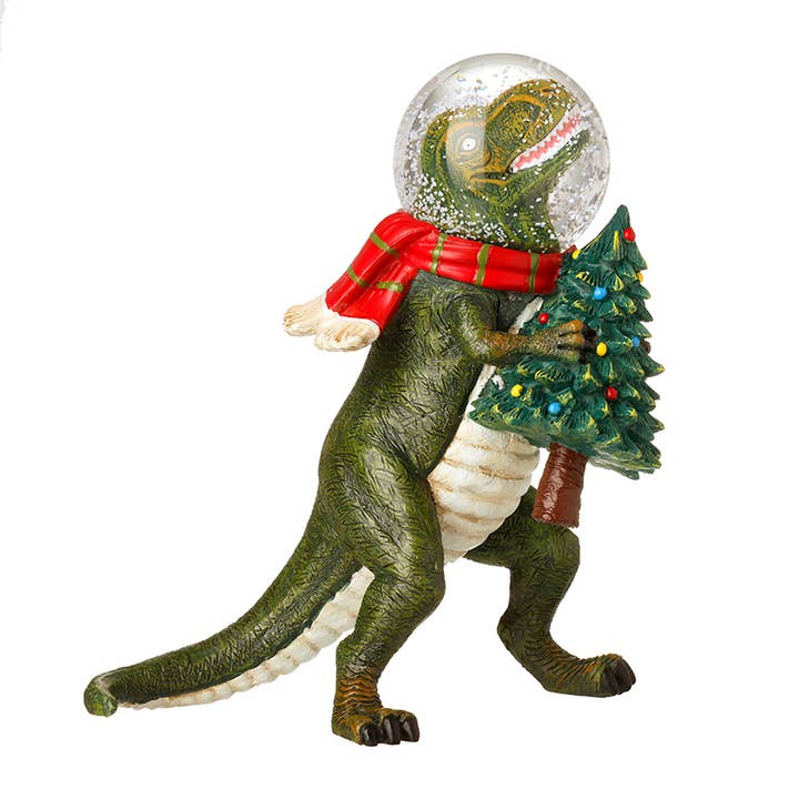 DINOSAUR CHRISTMAS SNOWGLOBE ORNAMENT for wholesale by Heaven Sends