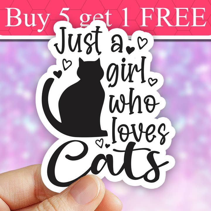 Just a girl who loves cats Sticker, book Cat Mom Sticker for wholesale by Neya Sticker Shop