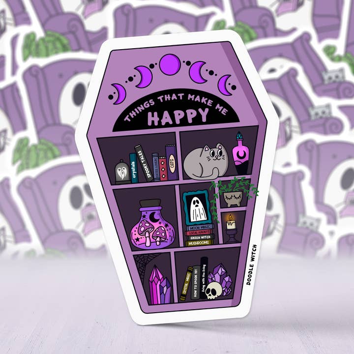 Autocollant d'étagère à cercueil, autocollant d'étagère à sorcière pour la vente par DoodleWitch