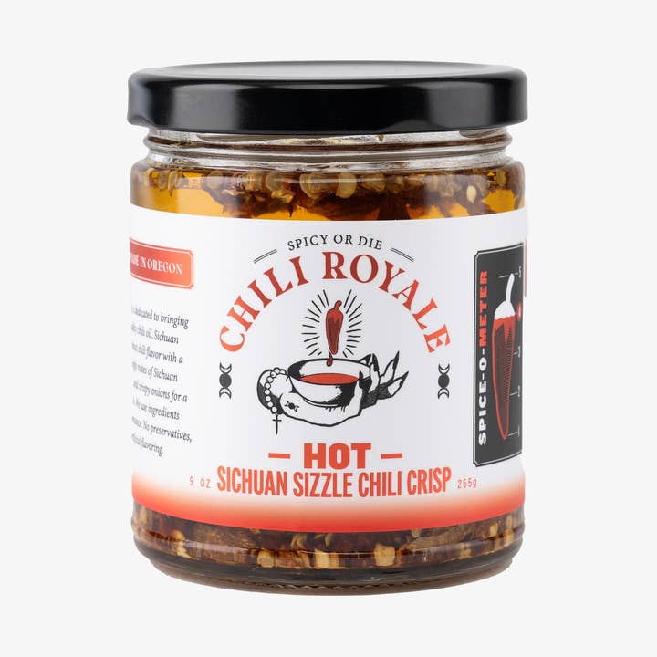 Chili Royale Sichuan Sizzle Hot Chili Crisp Oil 9oz. for wholesale by Chili Royale