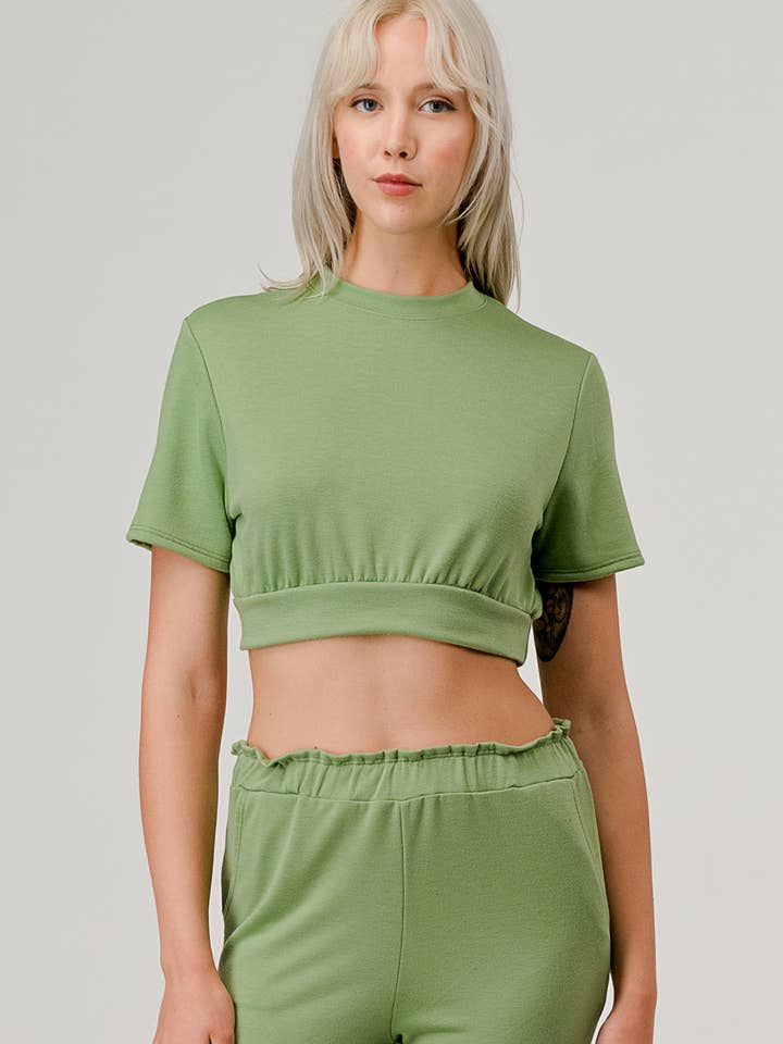 CROP SHORT SLEEVE TOP for wholesale by And Yvette