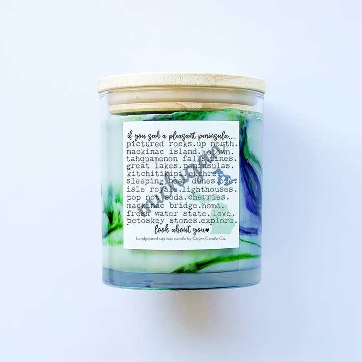 Coyer Candle Co. - Wholesale Jar/Filled Candle - 11 oz Candle Jars - If You Seek A Pleasant Peninsula...MI