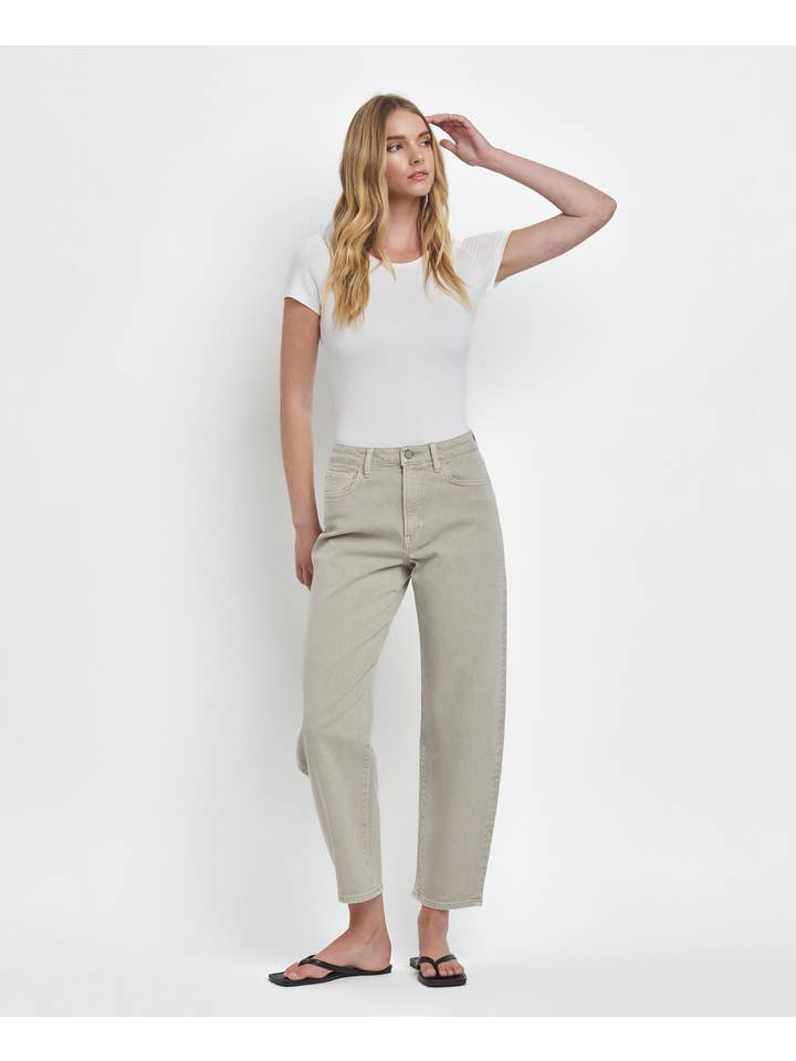 ROCK GREY SUPER HIGH RISE SLIM BARREL JEANS T6627RGR for wholesale on Faire14