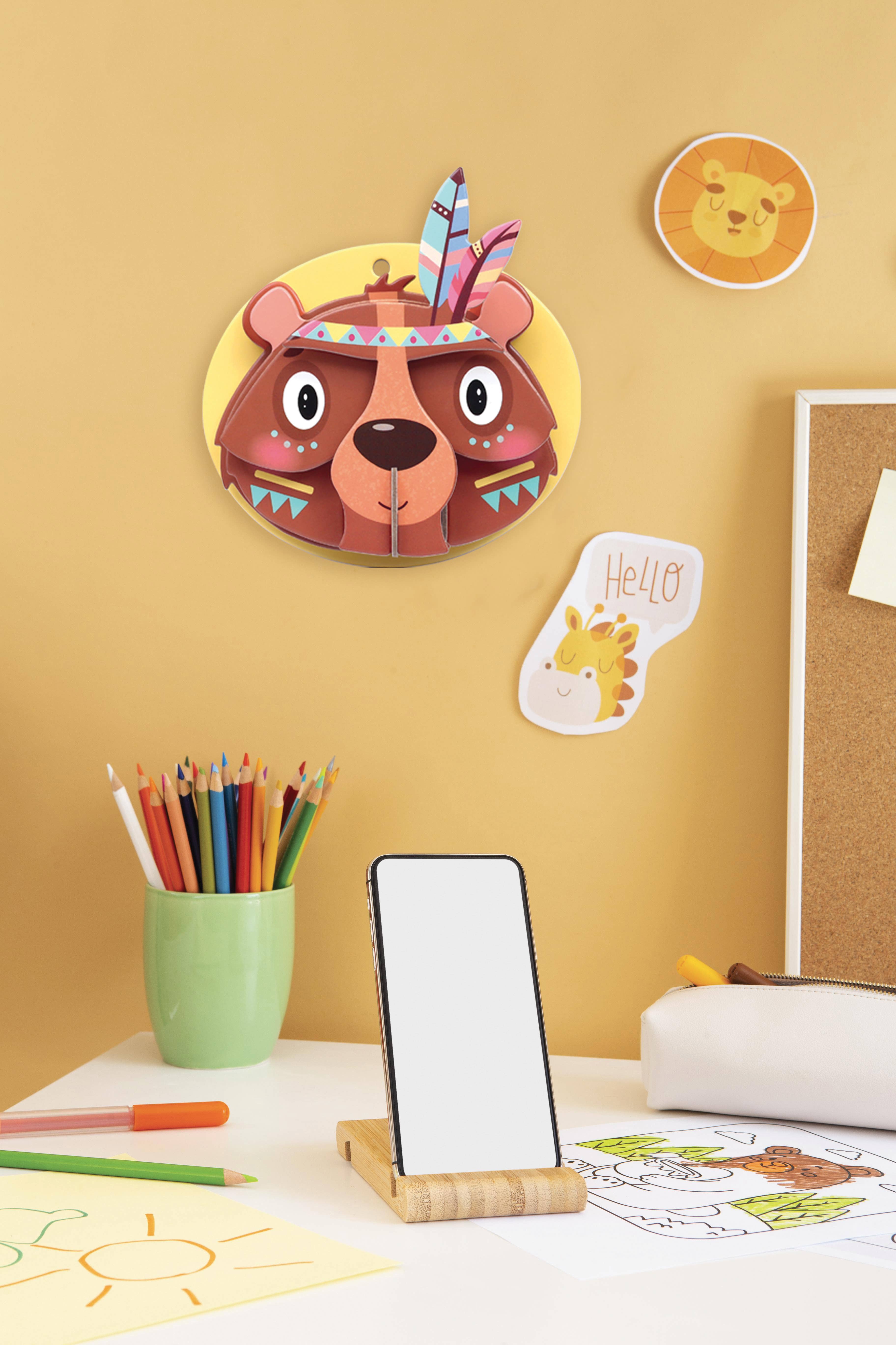 Graine Créative - Venta al por mayor Kit de manualidades - Niños - MAQUETA COLGANTE OSO 3D CARTÓN2