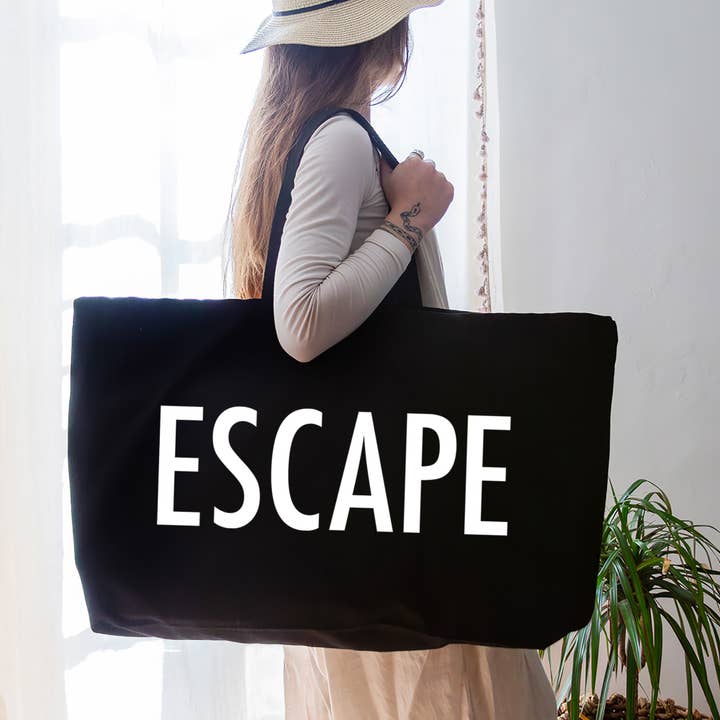 Escape - Oversized Tote Bag - Black for wholesale by Russet and Gray