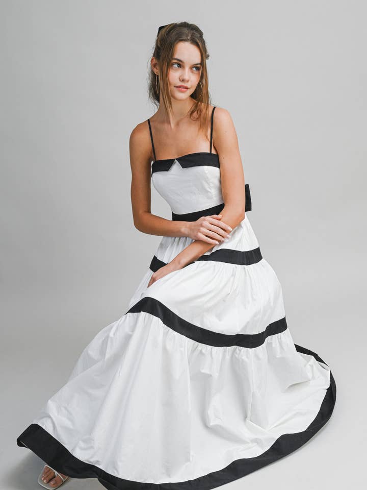 ED6009A Tiered Maxi Dress with Detachable Strap for wholesale by EB LUXE