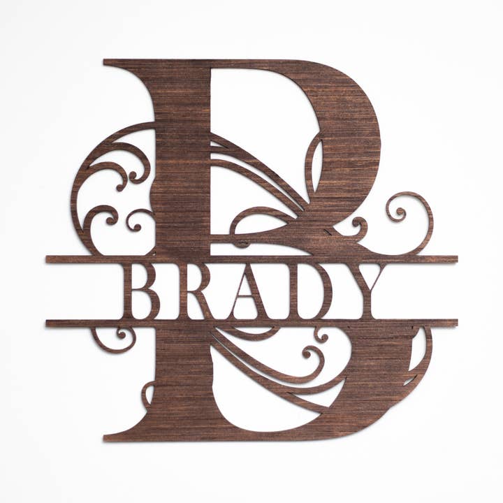 Fancy Whimsical - Split Monogram Wall or Door Sign for wholesale by Ortmann Woodcraft