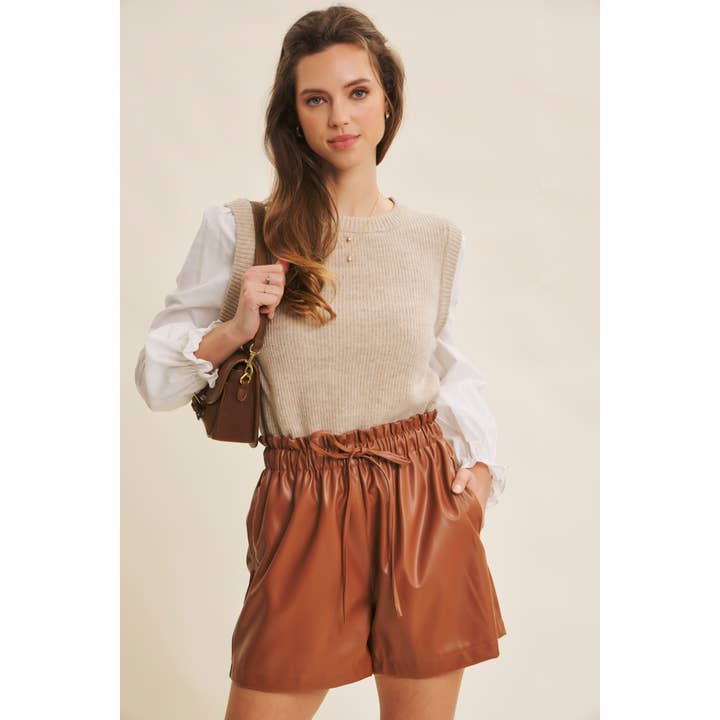 in february - Wholesale Knit Sweater - Women's - SWEATER VEST TOP WITH WOVEN PUFF SLEEVES1