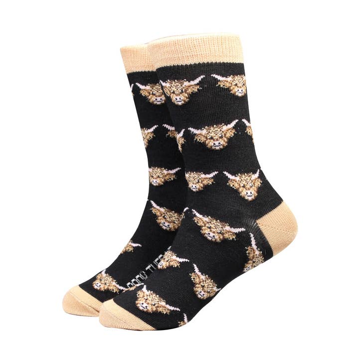 Highland Cow - Unisex Kids Bamboo Socks by Sock Therapy for wholesale by Smiling Faces