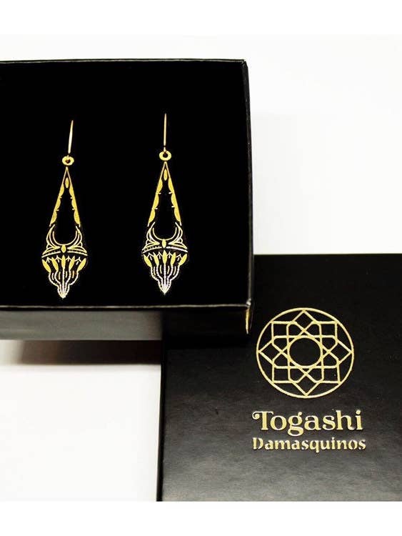 Pendientes damascenos hechos a mano por atacado de Togashi Damasquinos