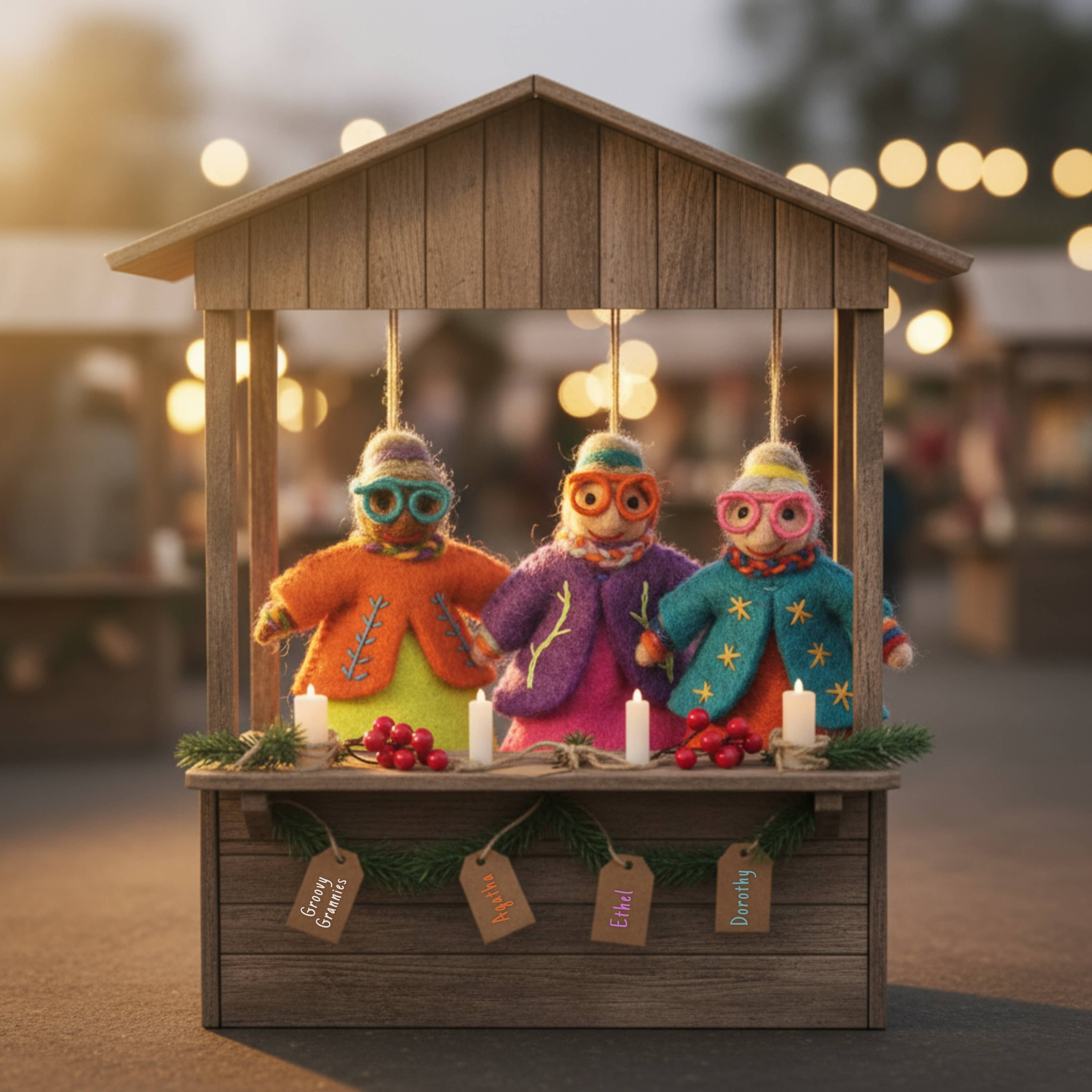 Felt So Good - Vendita all'ingrosso Set di decorazioni  - Decorazione da appendere fatta a mano in feltro Groovy Grannies8