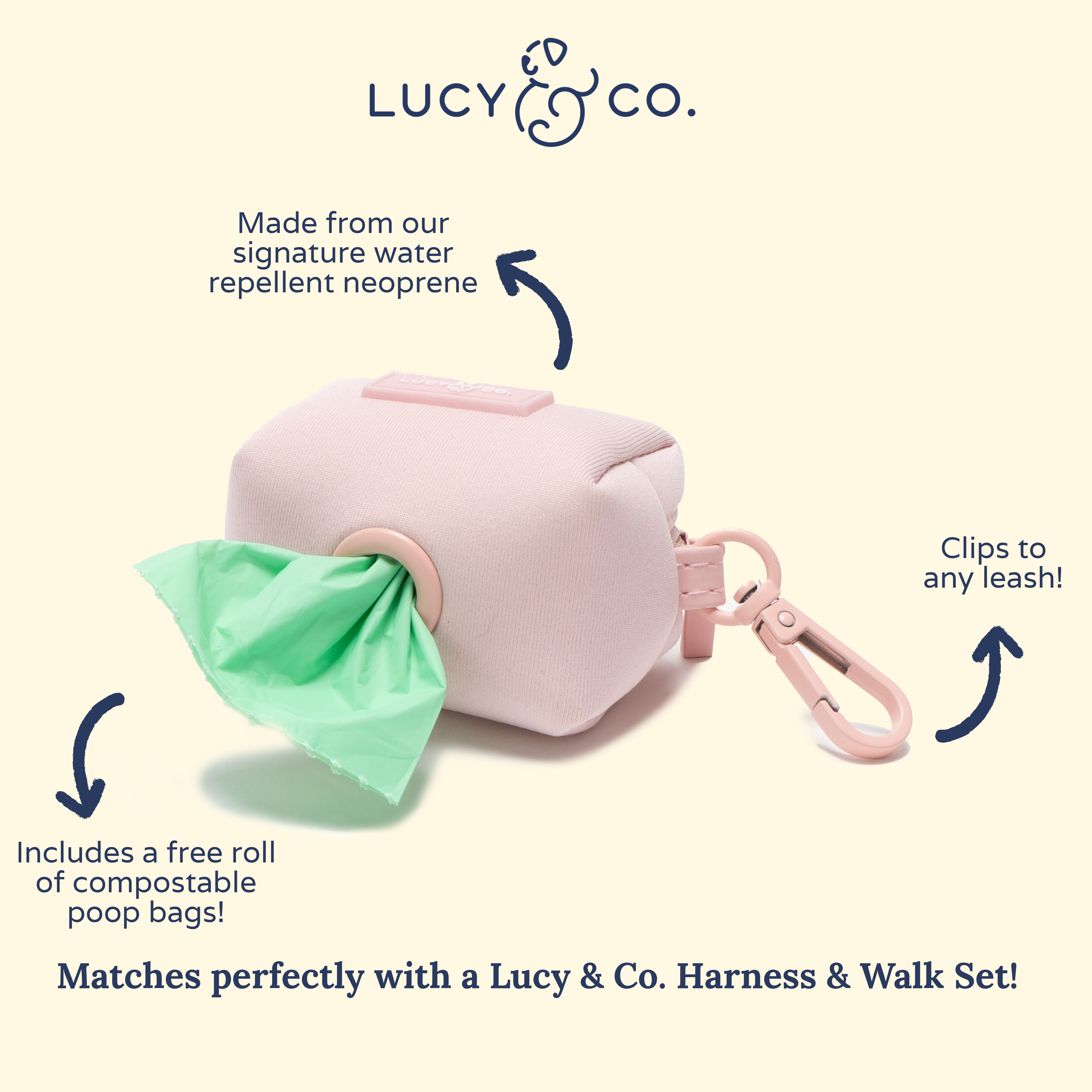 Lucy & Co. - Wholesale Pet Poop Bag Dispenser - Rosewater Poop Bag Holder3