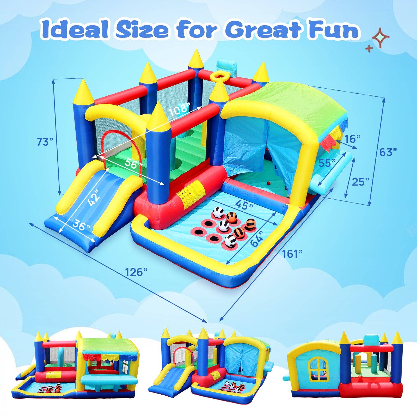 39F Inc. - Wholesale Inflatables - 7 in 1 Inflatable Bouncy House Castle with Ball Pit for Kids2