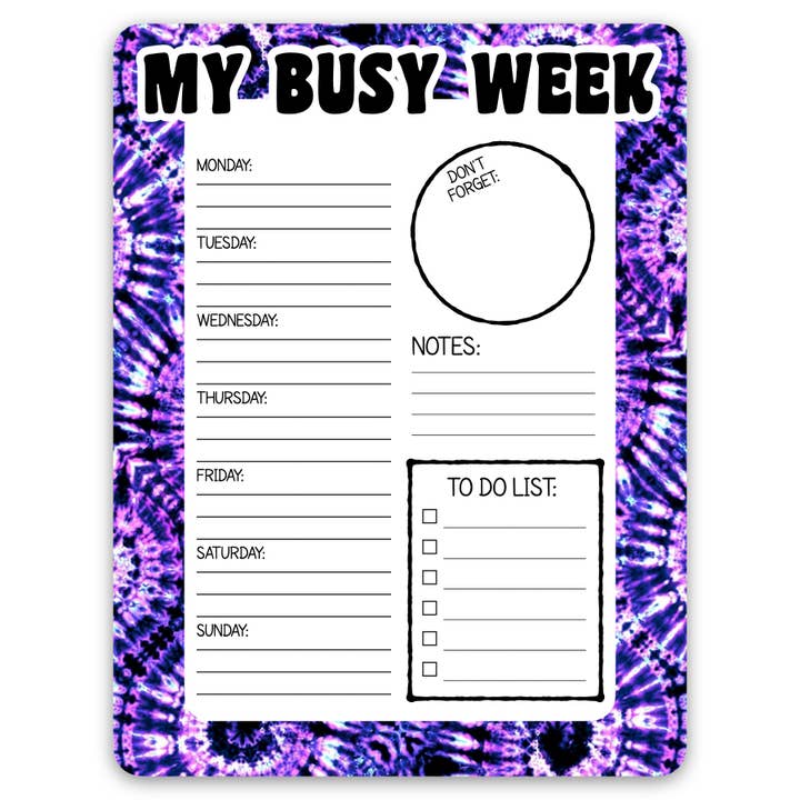 MY BUSY WEEK PURPLE SWIRL LAMINATED DRY ERASE BOARD for wholesale by Namedrops