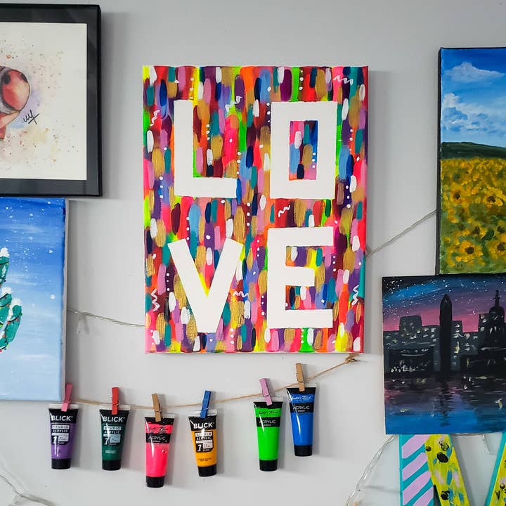 LOVE original acrylic painting for wholesale by Marylin Hoffman Art