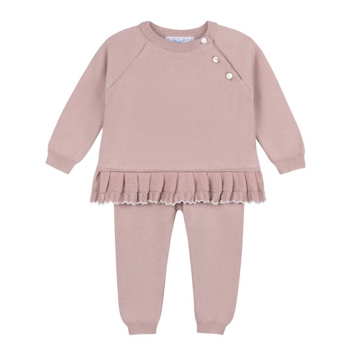 Mauve Baby & Toddler Girls Pleated Trim Knit Set for wholesale on Faire