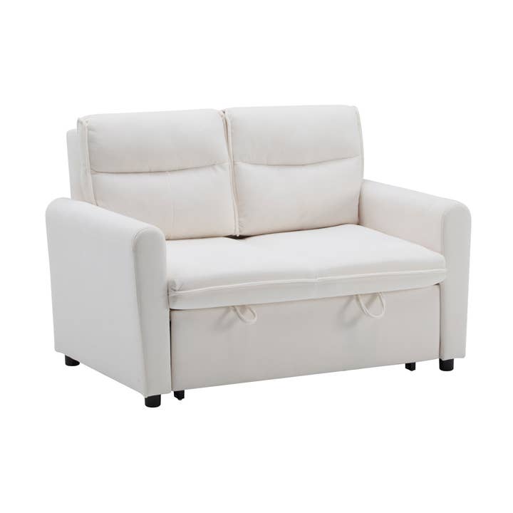 Urban Meuble - Wholesale Sofa - Light beige velvet 2-seater convertible sofa bed, 5-position backrest RIDGEGLEN0
