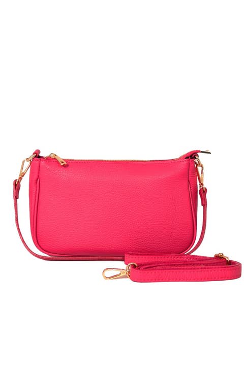 Sarta Pelle - Wholesale Shoulder bag – women's - Chloe - Italian Leather Baguette Bag - Raspberry, Pebbled3