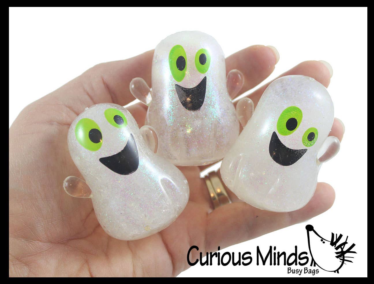 Curious Minds Toys - Wholesale Stress Relief Ball/Dough - 1 Glitter Gel Ghost Stress Balls - Sticky Ghosts Squeeze Fi0