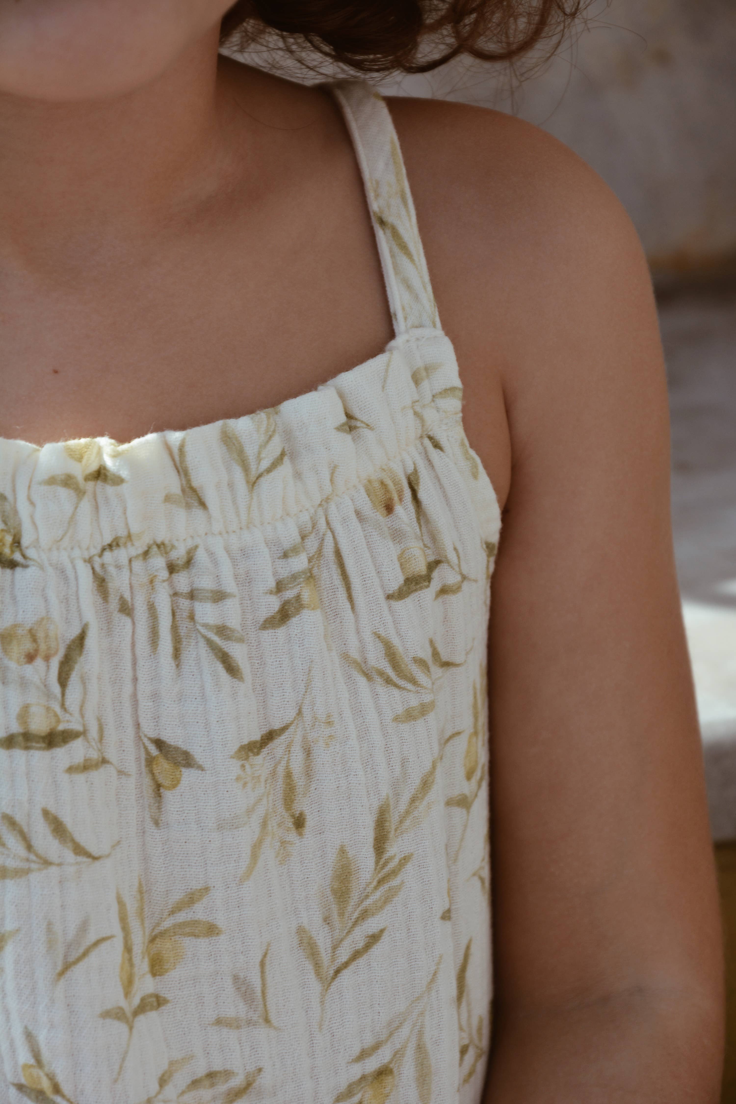 Eli & Nev (we cover U.S. import duties) - Wholesale Dress - Baby - Baby / Kids Summer Olive Pattern Dress 100% Cotton Muslin3