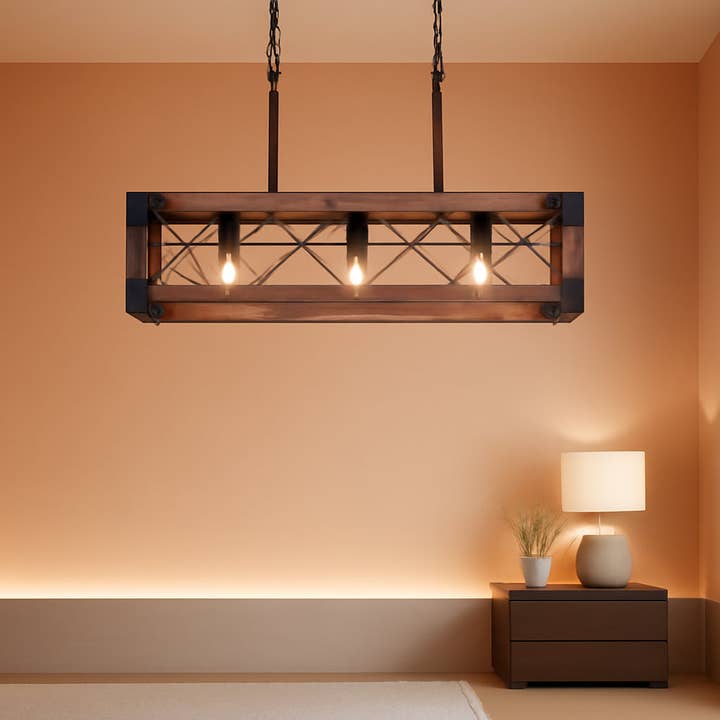 Farmhouse 5 Light Kitchen Island Chandelier With Solid Wood for wholesale by ShipItFurniture