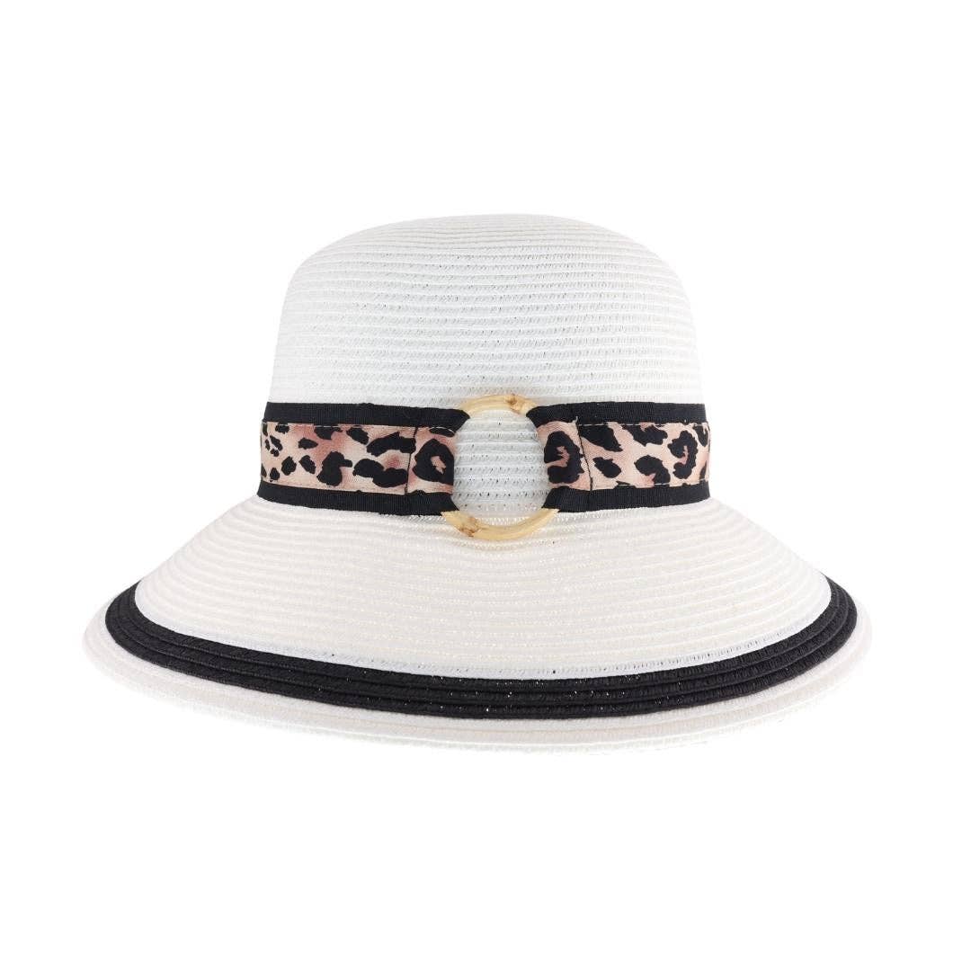 C.C Beanie – Chapéu de palha – Mulher por atacado – Anel-O-Ring Leopard Impressão C.C Sun Hat ST10091