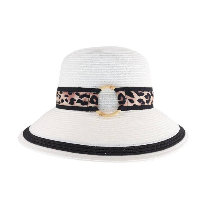C.C Beanie – Chapéu de palha – Mulher por atacado – Anel-O-Ring Leopard Impressão C.C Sun Hat ST10091