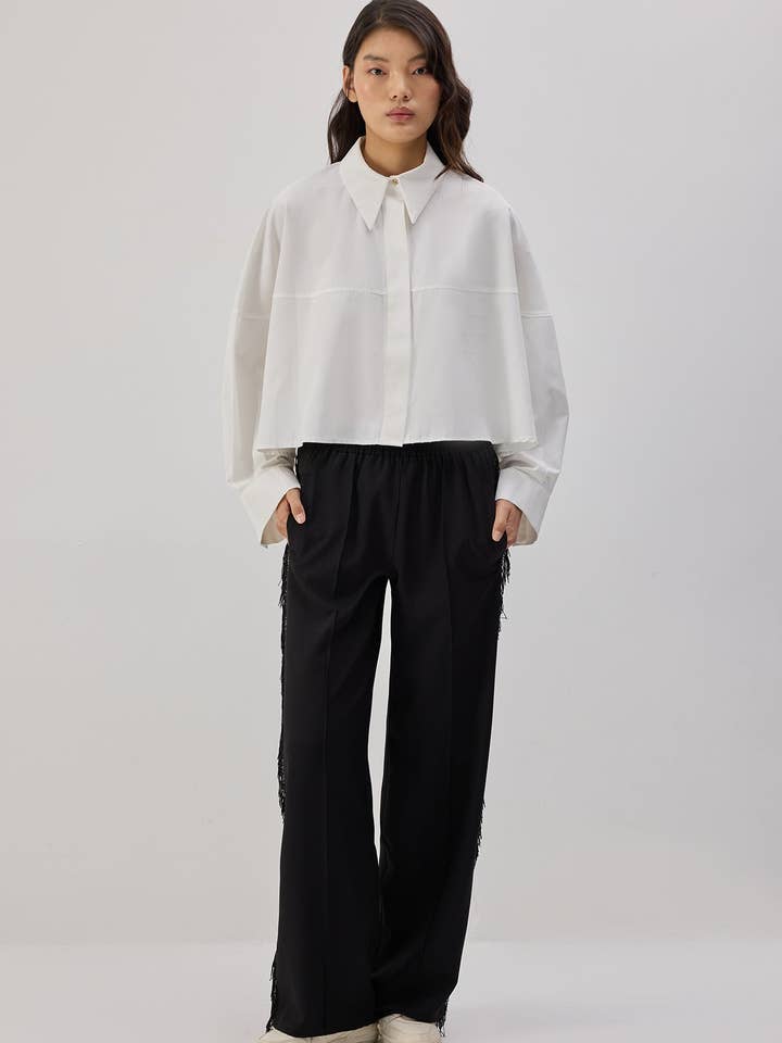 FRINGED CREPE TROUSERS for wholesale by Touché Privé