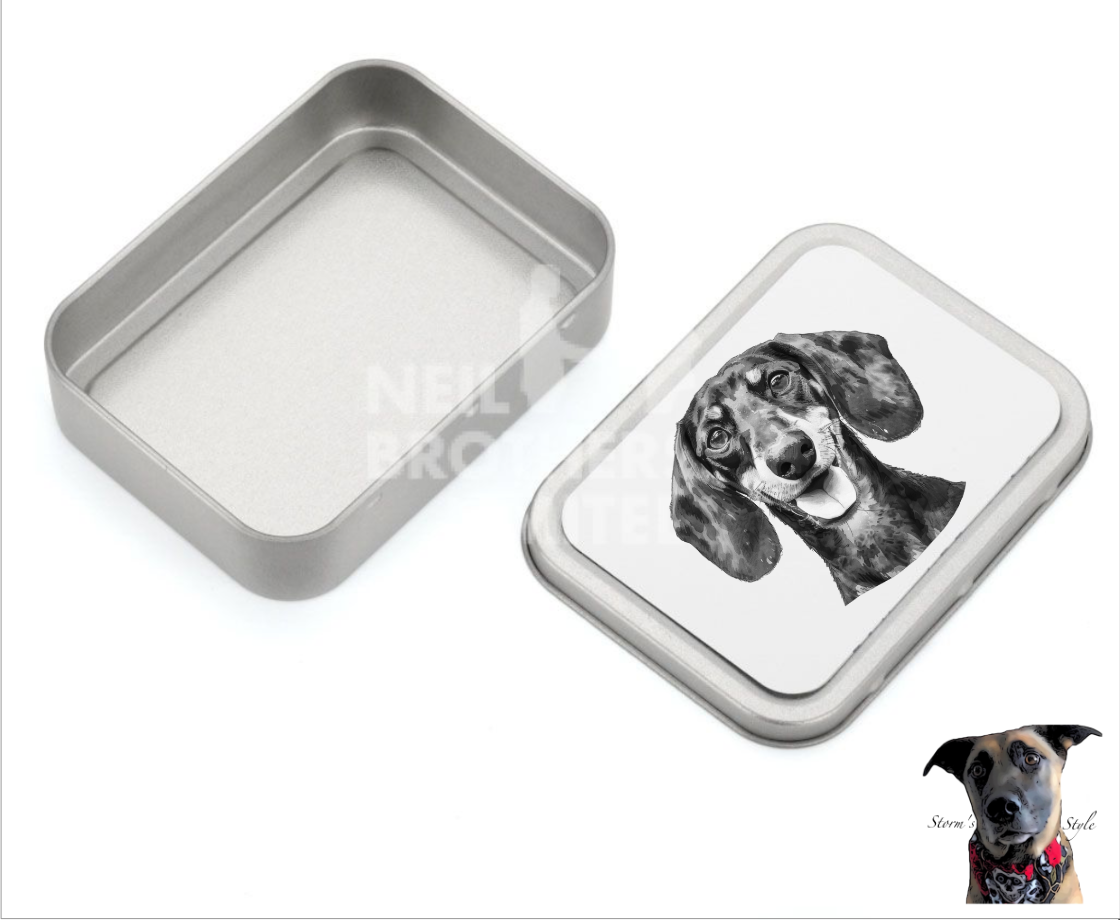 Storms Style - Vente Bocal à friandises – chien - Boîte à friandises en métal pour petit chien noir et gris - de nombreuses races19