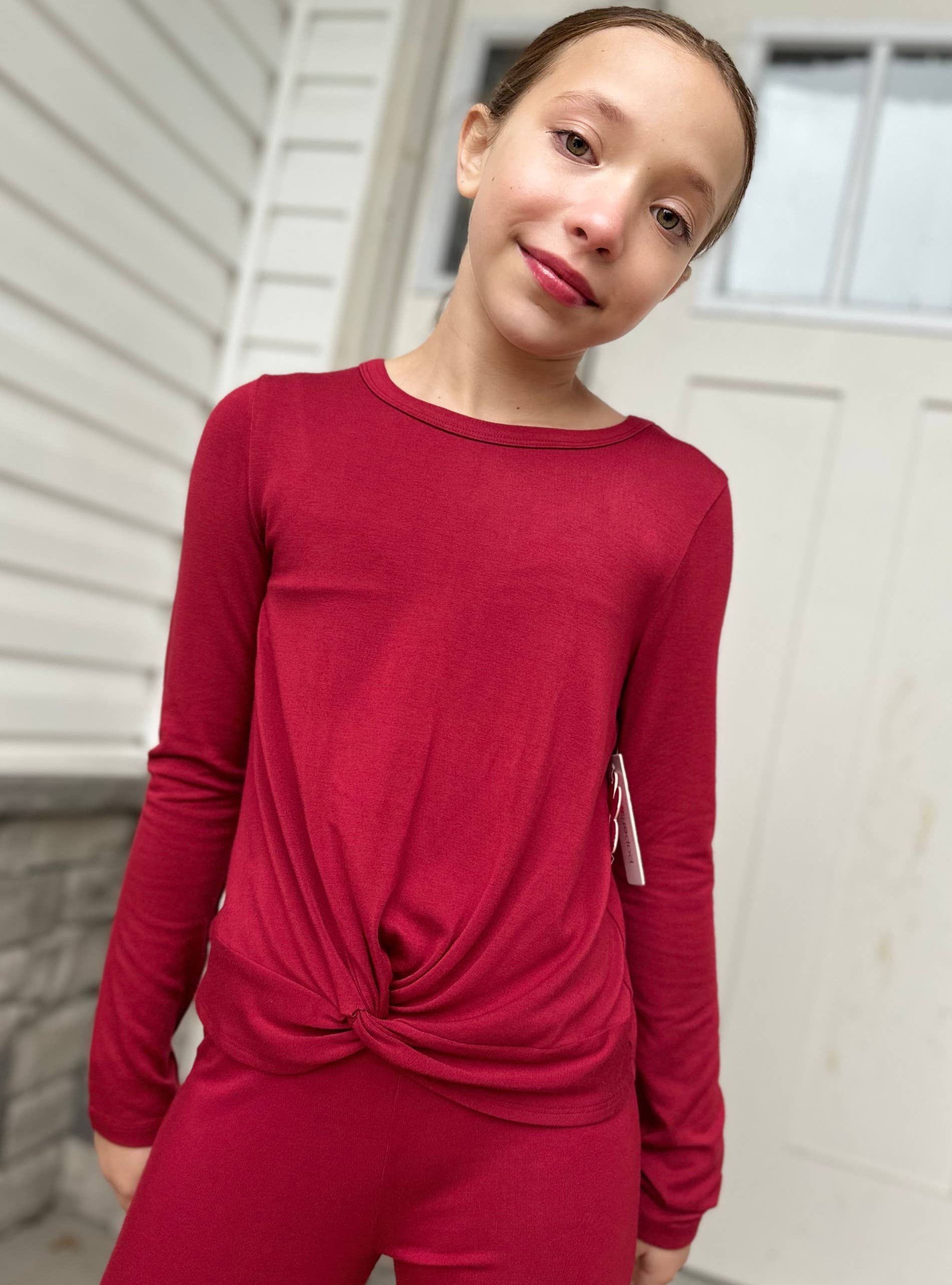 Paper Flower - Wholesale T-Shirt - Kids - Twisted front crop tween fashion top - Scooter3