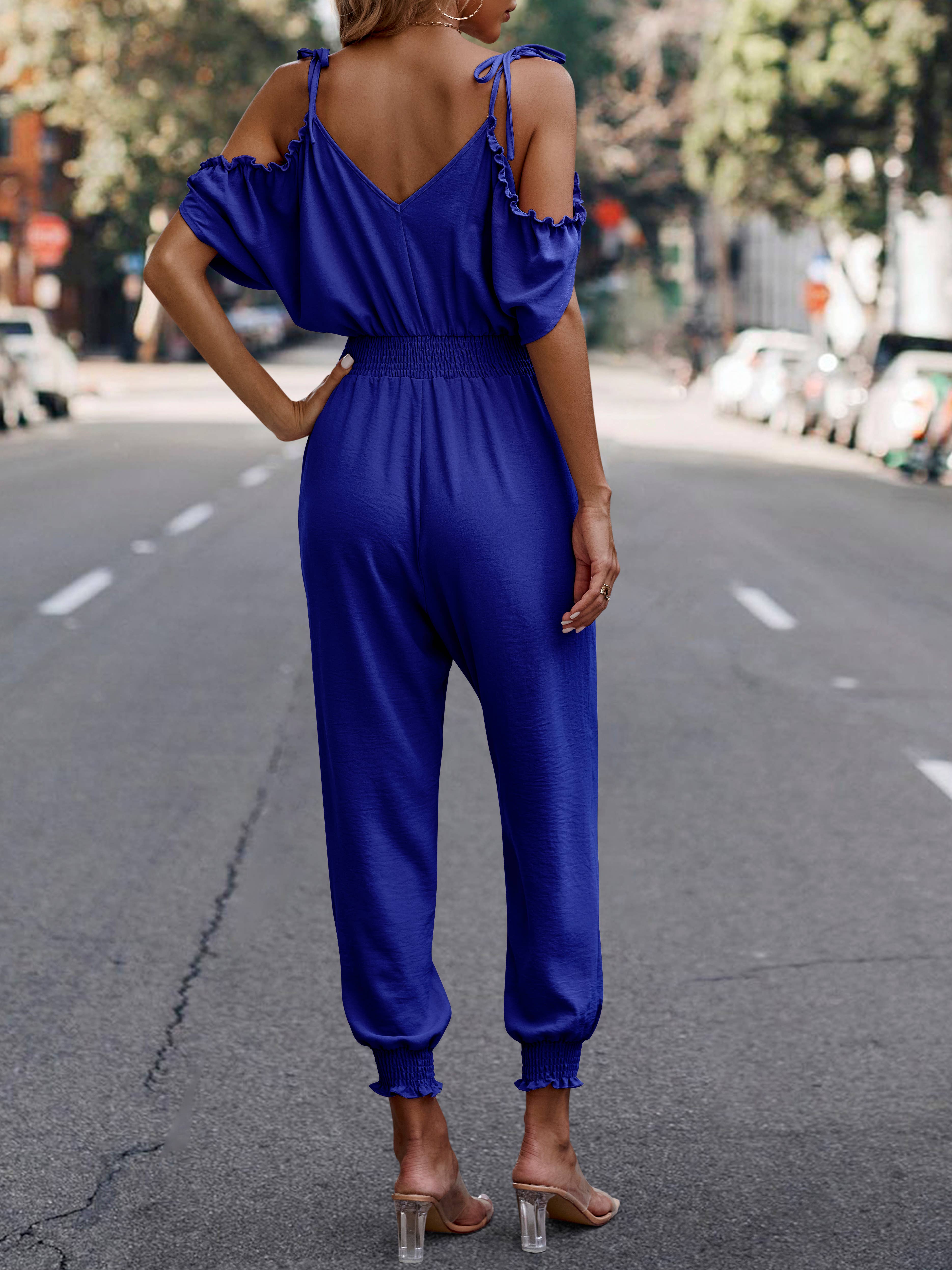 eLook – Großhandel Jumpsuit – Damen – SZ1-J9004 Schulterfreier Wickeloverall mit gesmokter Schulterpartie16