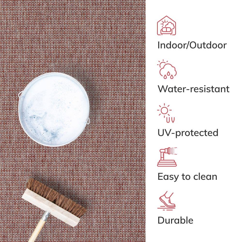 Well Woven – Engroshandel Løst tæppe – Odin Solid & Stribet Border Indendørs Udendørs Koral Flatweave5