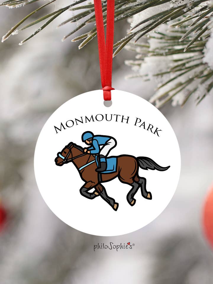 Corsa di cavalli, ornamento natalizio, ippodromo, fantino, nomedrop per la vendita all'ingrosso da parte di philoSophie's Stationery & Gifts