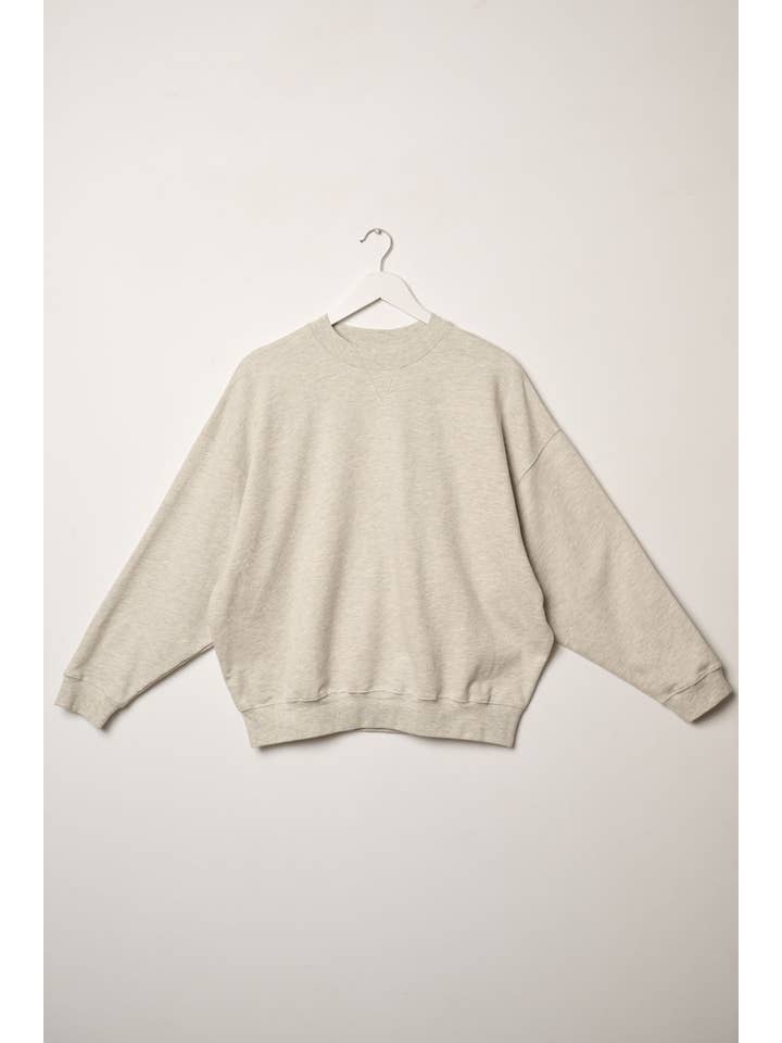 Heather Grey Heathered Knit Pullover Crewneck Sweatshirt for wholesale on Faire