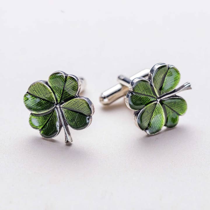 Clover / Green Cufflinks for wholesale by Danforth Pewter