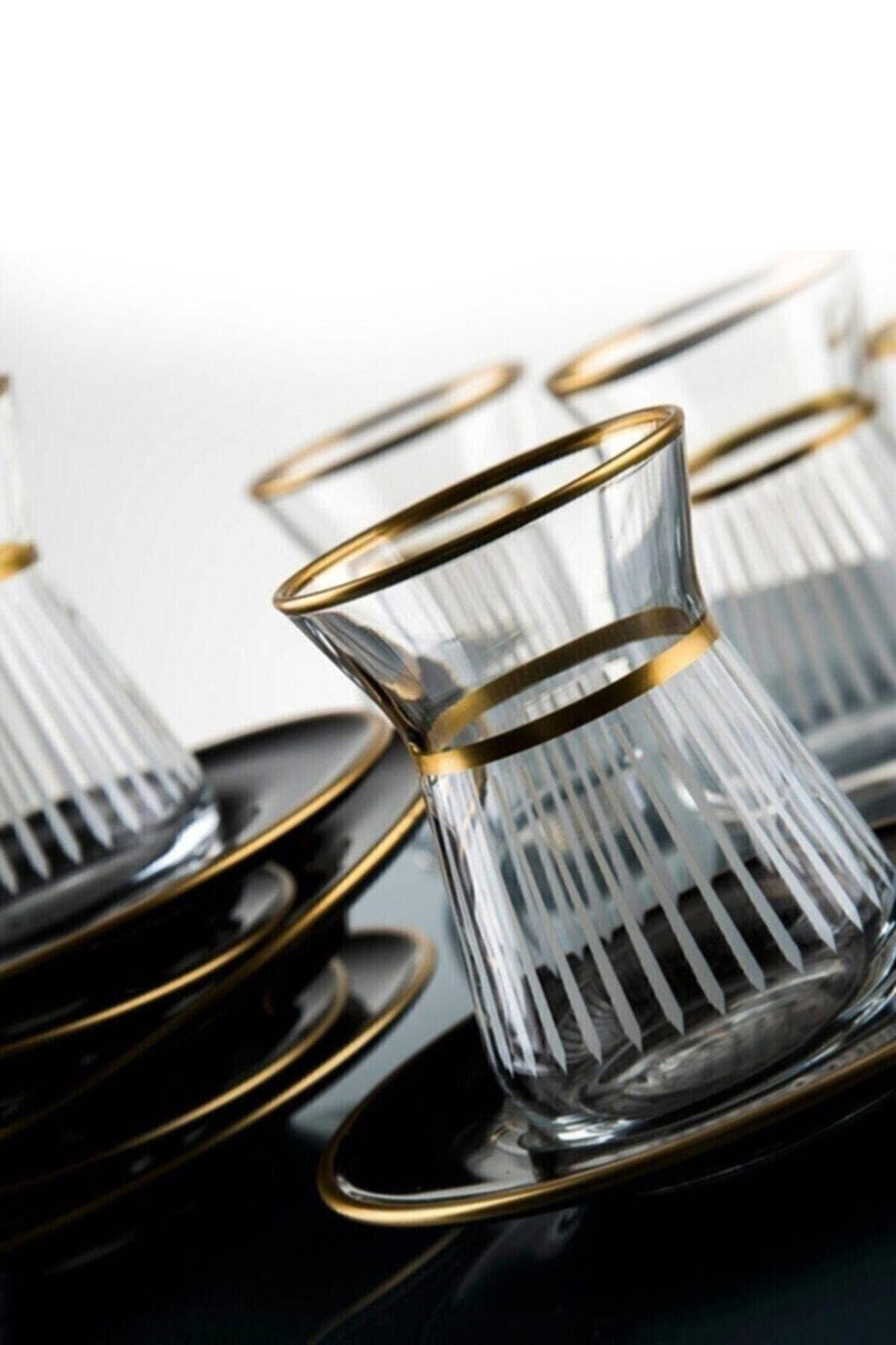 benjashop - Wholesale Tea Set - Paşabahçe 12 Pieces Luxury Irem Tea Set Turkish Tea Set5