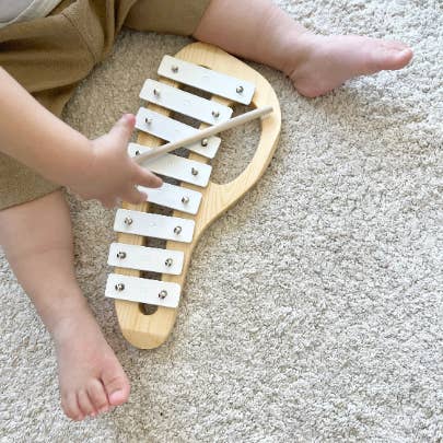 All Wooden Elements - Wholesale Musical Toy - Kids & Baby - Minimalist Baby Wooden Xylophone (White) Musical Instrument