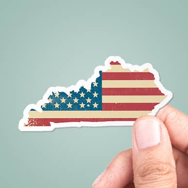 Autocollant en vinyle représentant le drapeau américain du Kentucky pour la vente par CJ's Sticker Shop