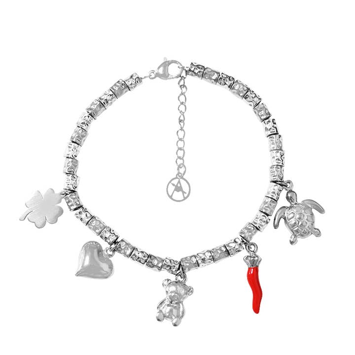 AMORINO SRL - Wholesale Charm/Dangle Bracelet - PEPITA BRACELET WITH LUCKY CHARMS & TEDDY BEAR